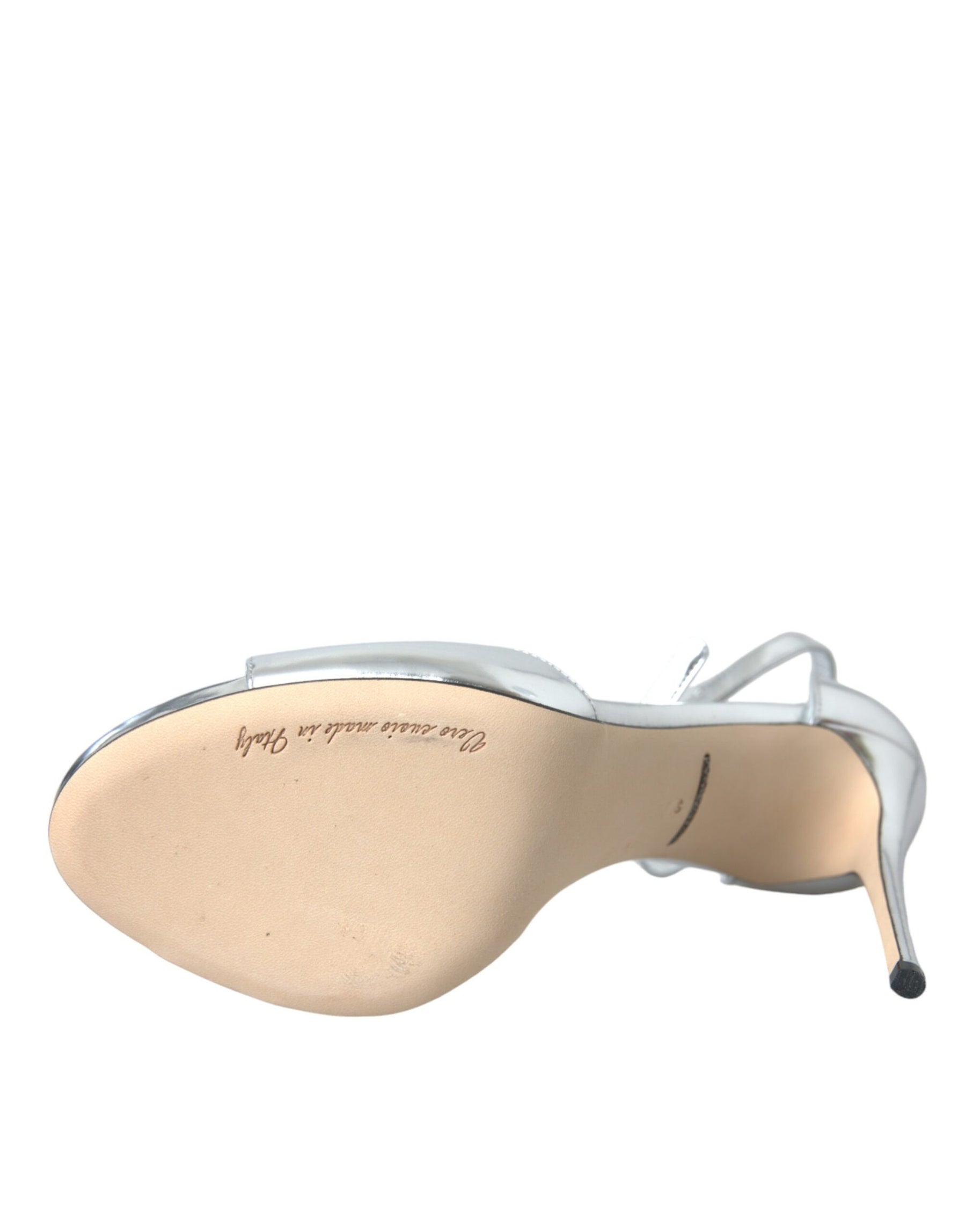 Dolce & Gabbana Silver KEIRA Leather Heels Sandals Shoes | Regal Royce
