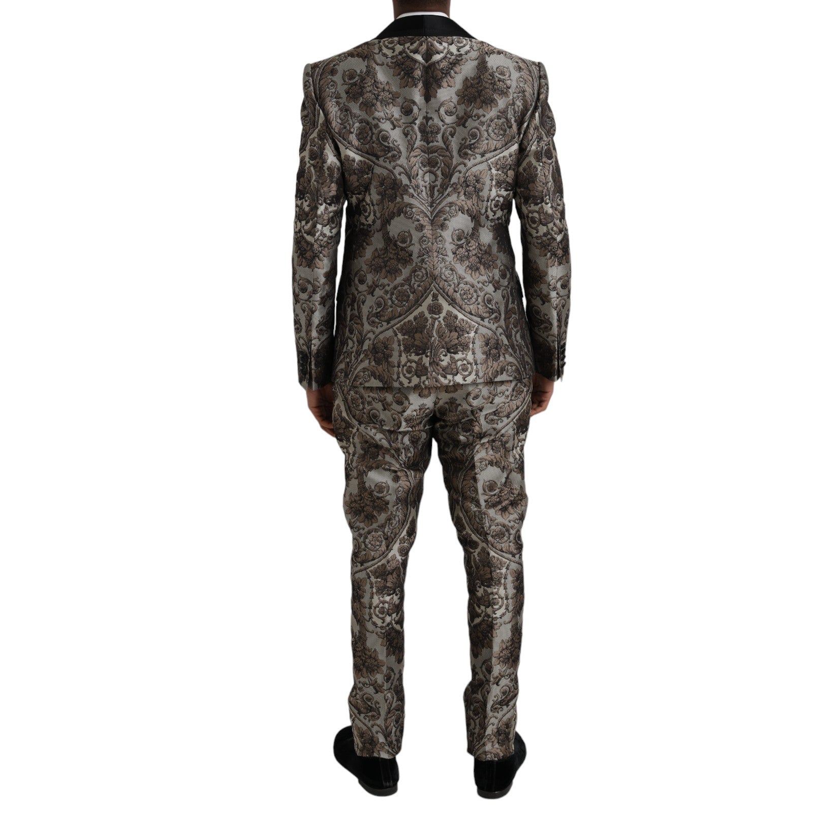 Dolce & Gabbana Brown Floral Jacquard Formal 3 Piece Suit | Regal Royce