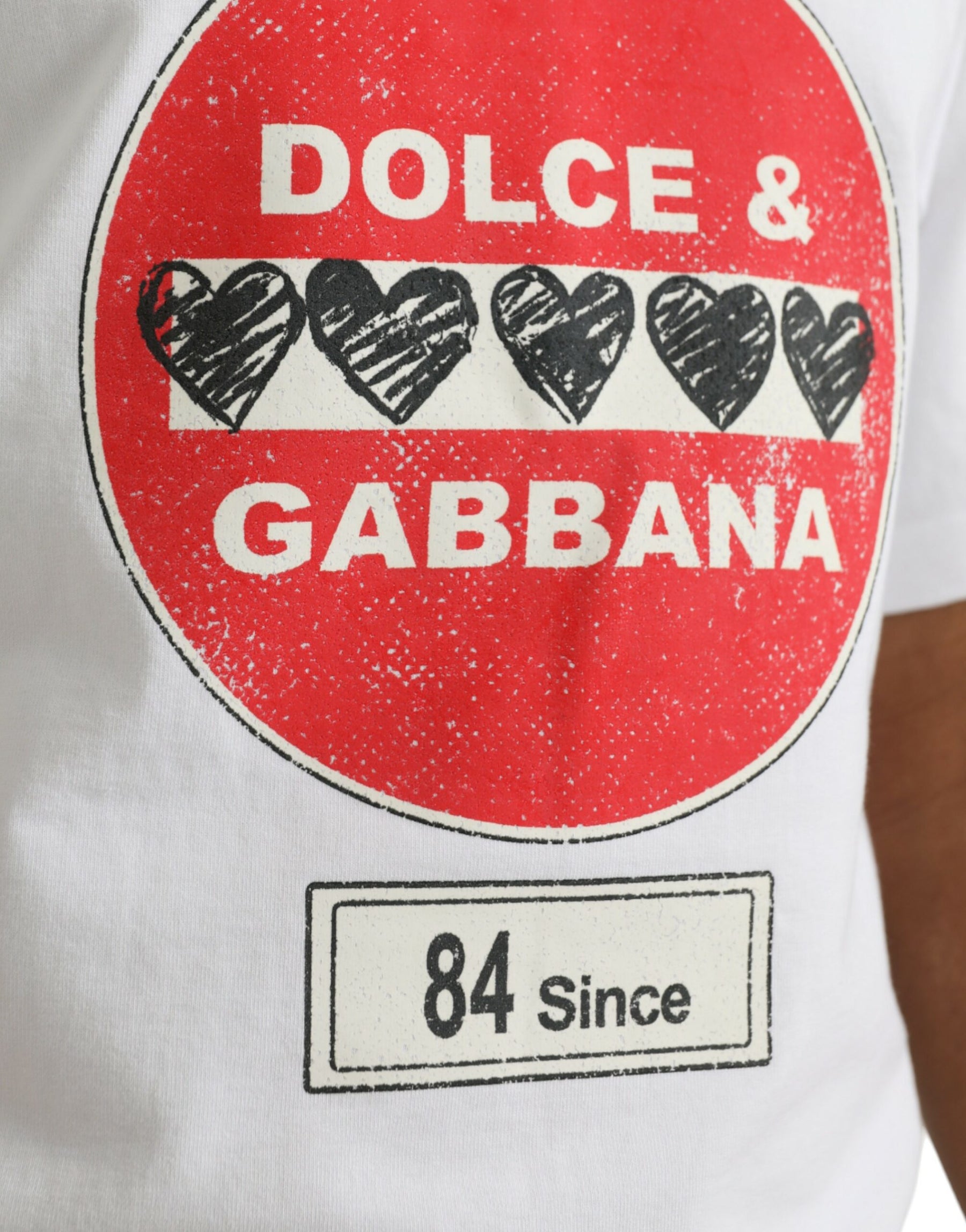 Dolce & Gabbana White Amor Heart Cotton Crewneck Short Sleeve T-shirt | Regal Royce