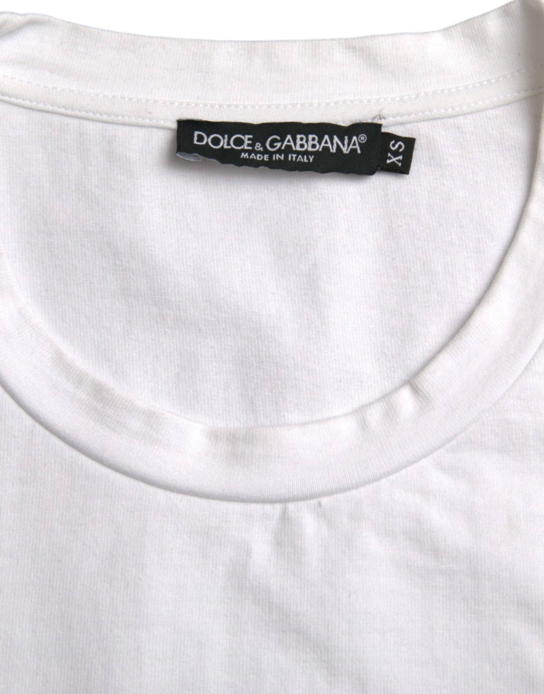 Dolce & Gabbana White Amor Heart Cotton Crewneck Short Sleeve T-shirt | Regal Royce