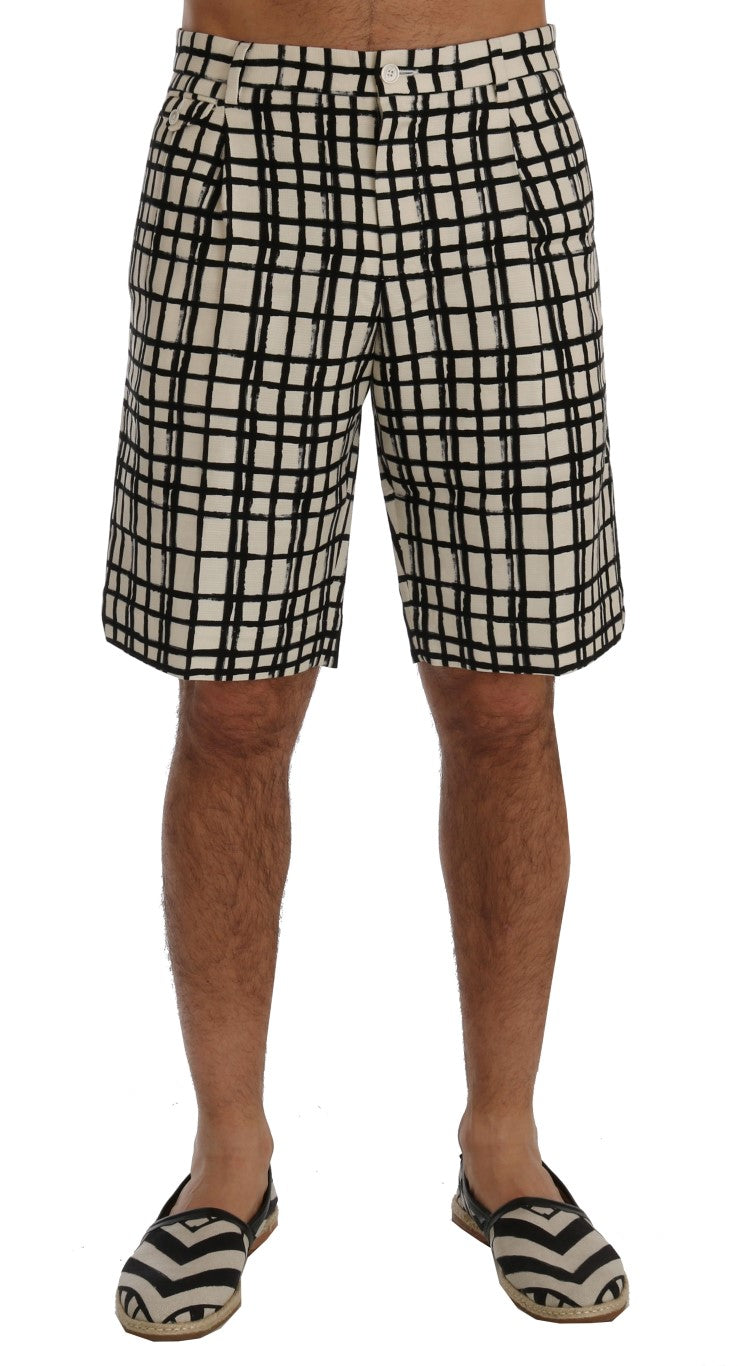 Dolce & Gabbana White Black Striped Casual Shorts | Regal Royce