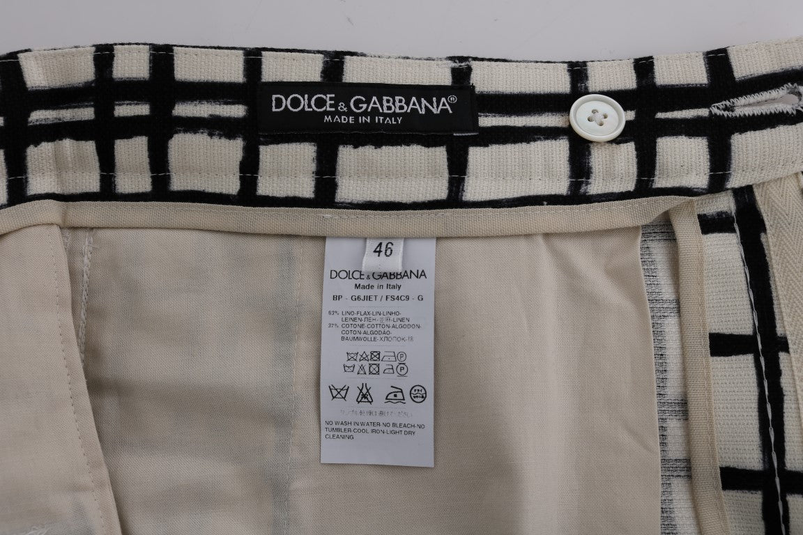 Dolce & Gabbana White Black Striped Casual Shorts | Regal Royce
