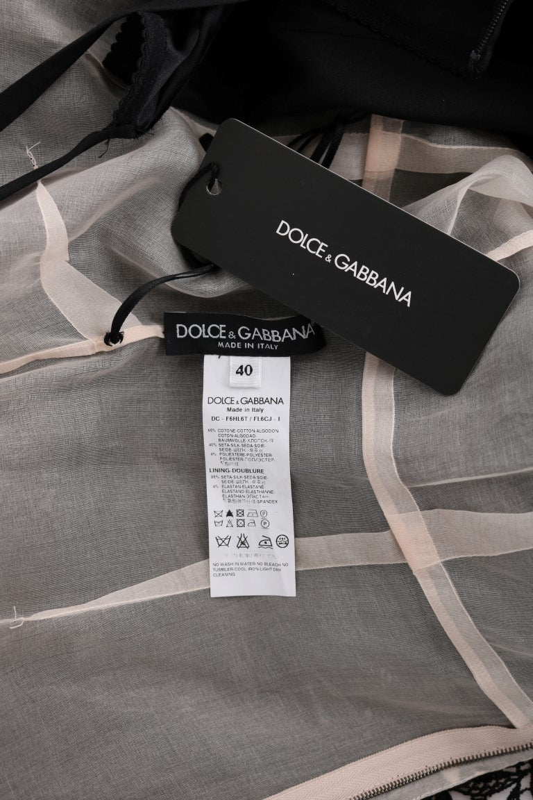 Dolce & Gabbana Black Cotton Silk Floral Long Dress | Regal Royce