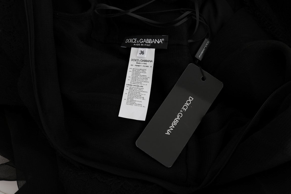 Dolce & Gabbana Black Floral Lace Sheath Silk Dress | Regal Royce