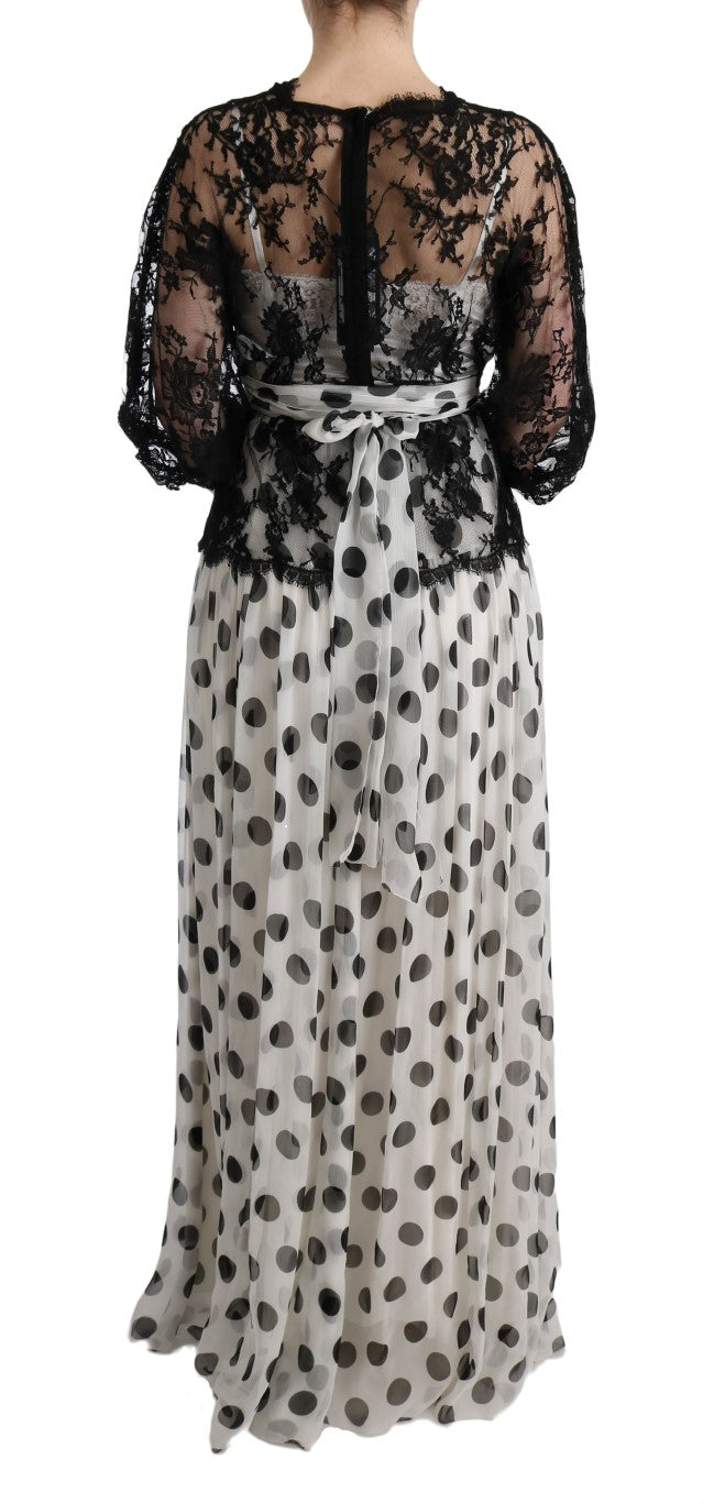 Dolce & Gabbana Black White Polka Dotted Floral Dress | Regal Royce