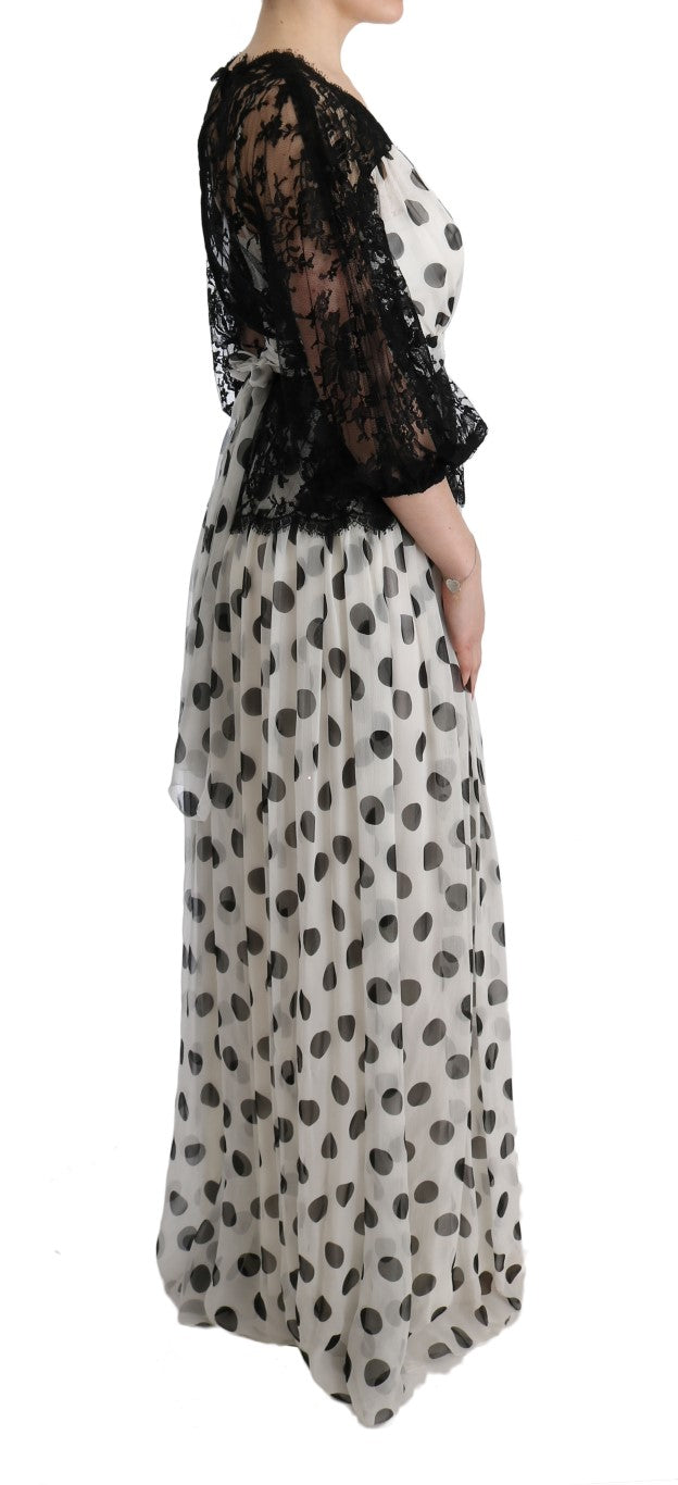 Dolce & Gabbana Black White Polka Dotted Floral Dress | Regal Royce