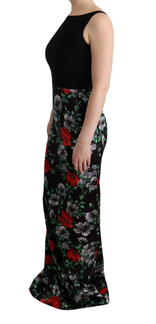 Dolce & Gabbana Multicolor Floral Print Stretch Sheath Long Dress | Regal Royce
