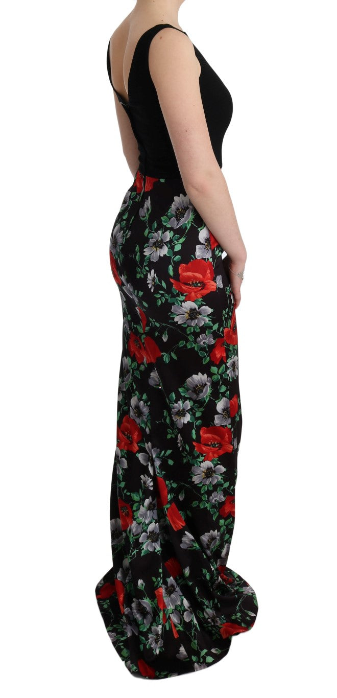 Dolce & Gabbana Multicolor Floral Print Stretch Sheath Long Dress | Regal Royce