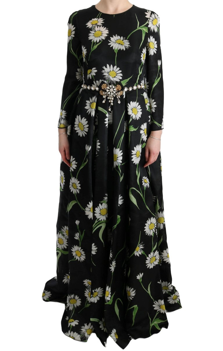 Dolce & Gabbana Multicolor Silk Sunflower Print Long Maxi Dress | Regal Royce