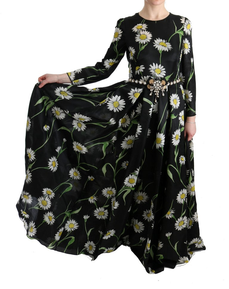 Dolce & Gabbana Multicolor Silk Sunflower Print Long Maxi Dress | Regal Royce