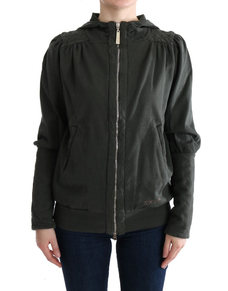 Exte Gray Top Hooded Cotton Zipper Sweater | Regal Royce