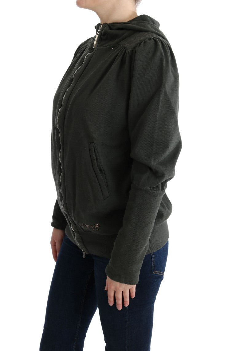 Exte Gray Top Hooded Cotton Zipper Sweater | Regal Royce