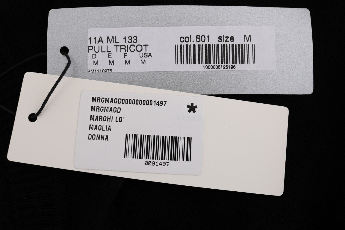 MARGHI LO' Black 100% Lana Wool Top Blouse T-shirt | Regal Royce