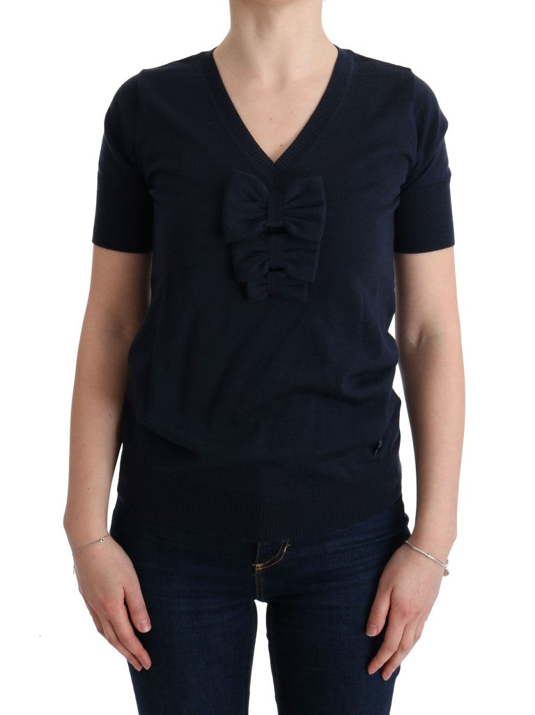 MARGHI LO' Blue 100% Lana Wool Blouse Top | Regal Royce