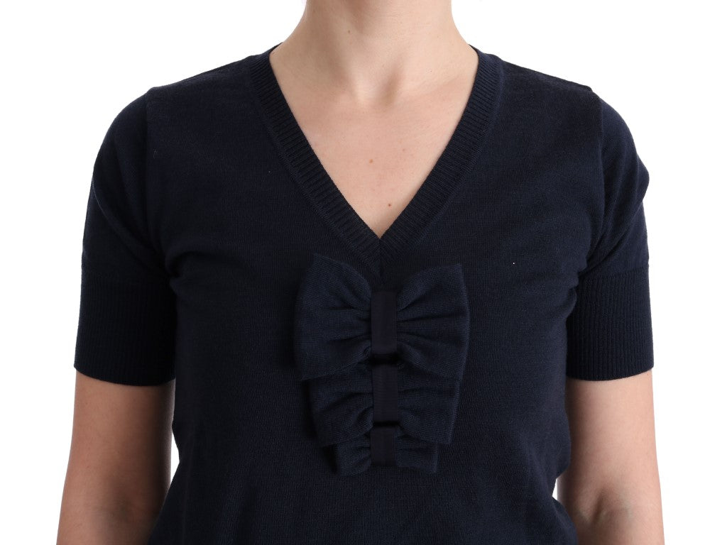 MARGHI LO' Blue 100% Lana Wool Blouse Top | Regal Royce