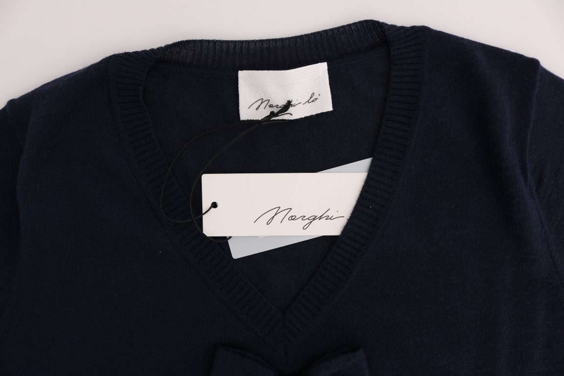 MARGHI LO' Blue 100% Lana Wool Blouse Top | Regal Royce