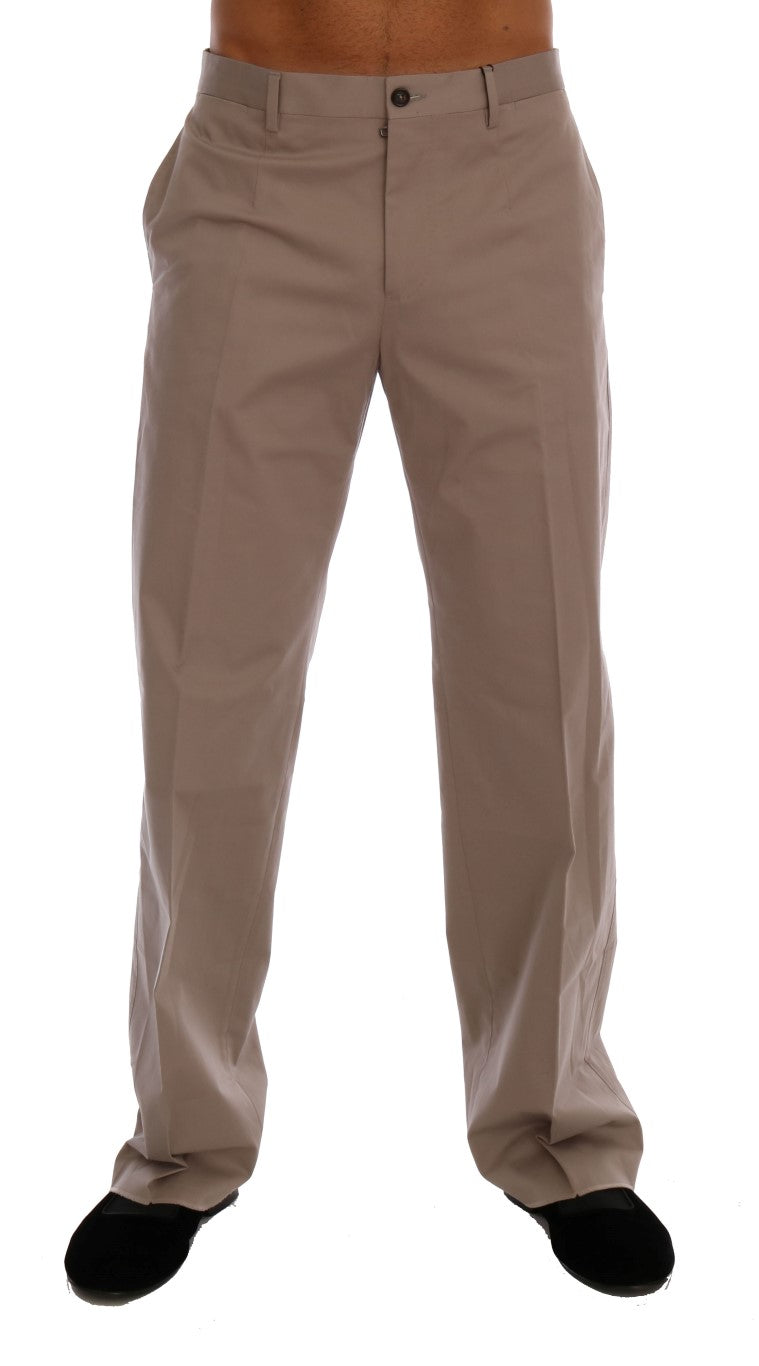 Dolce & Gabbana Beige Cotton Stretch Chinos Pants | Regal Royce