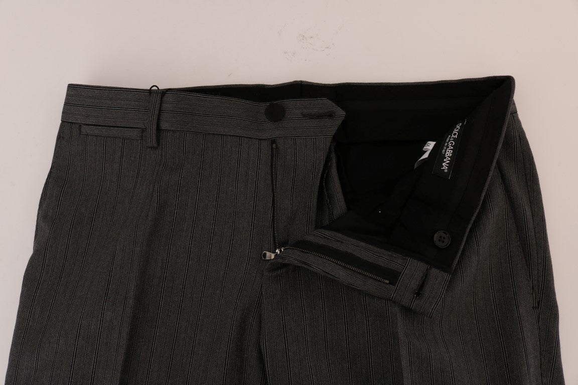 Dolce & Gabbana Gray Wool Striped Formal Pants | Regal Royce