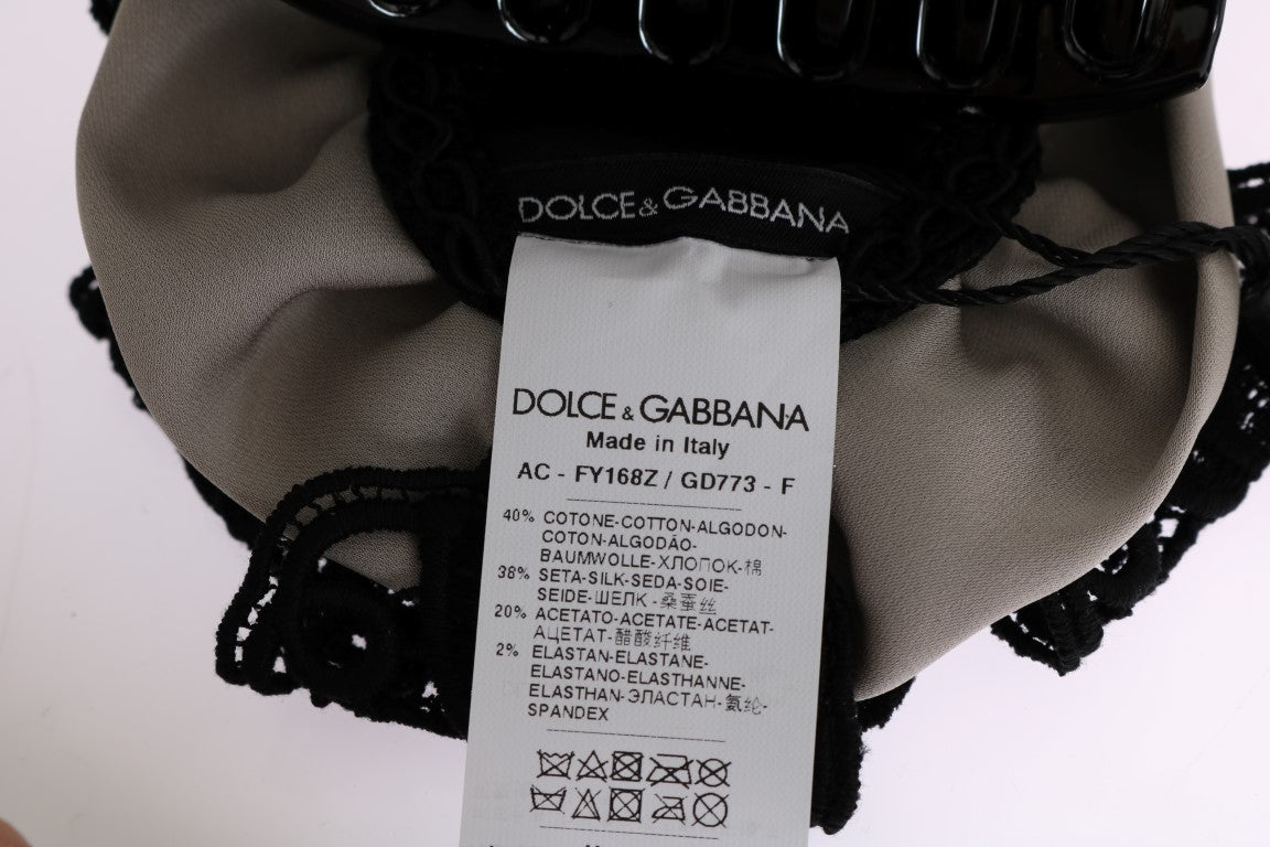Dolce & Gabbana Gray Silk Black Lace Hair Claw | Regal Royce