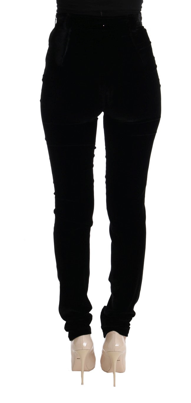 Ermanno Scervino Black Velvet Slim Fit Pants | Regal Royce