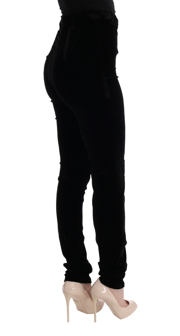 Ermanno Scervino Black Velvet Slim Fit Pants | Regal Royce