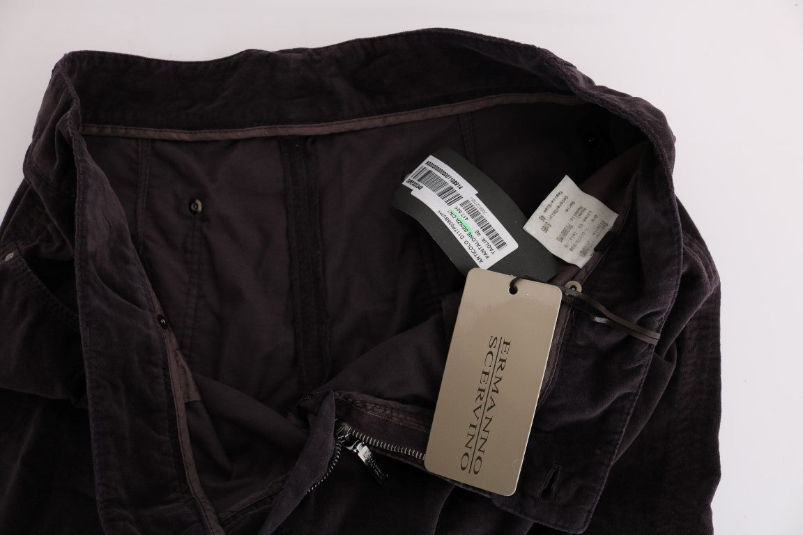 Ermanno Scervino Brown Cotton Cropped Casual Pants | Regal Royce