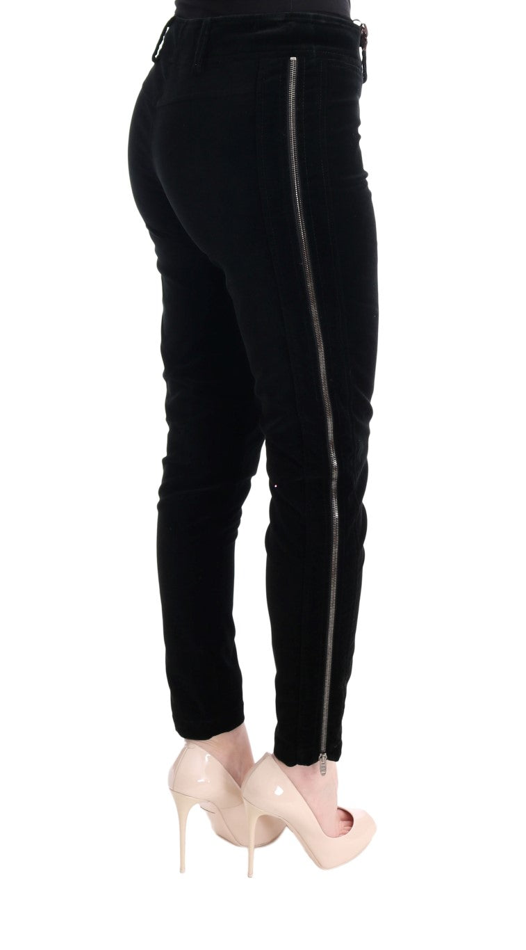 Ermanno Scervino Black Viscose Blend Velvet Cropped Pants | Regal Royce