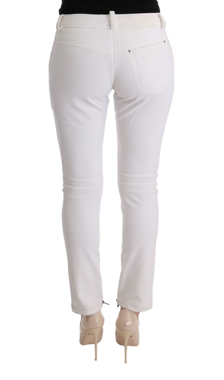 Ermanno Scervino White Cotton Slim Fit Casual Pants | Regal Royce