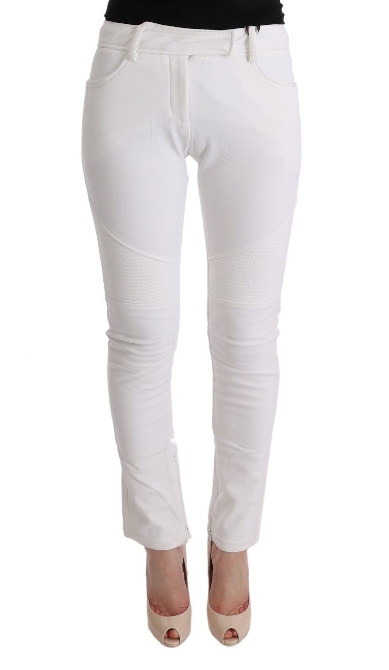 Ermanno Scervino White Cotton Slim Fit Casual Pants | Regal Royce