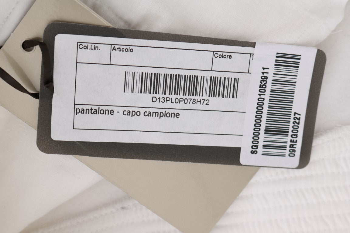 Ermanno Scervino White Cotton Slim Fit Casual Pants | Regal Royce