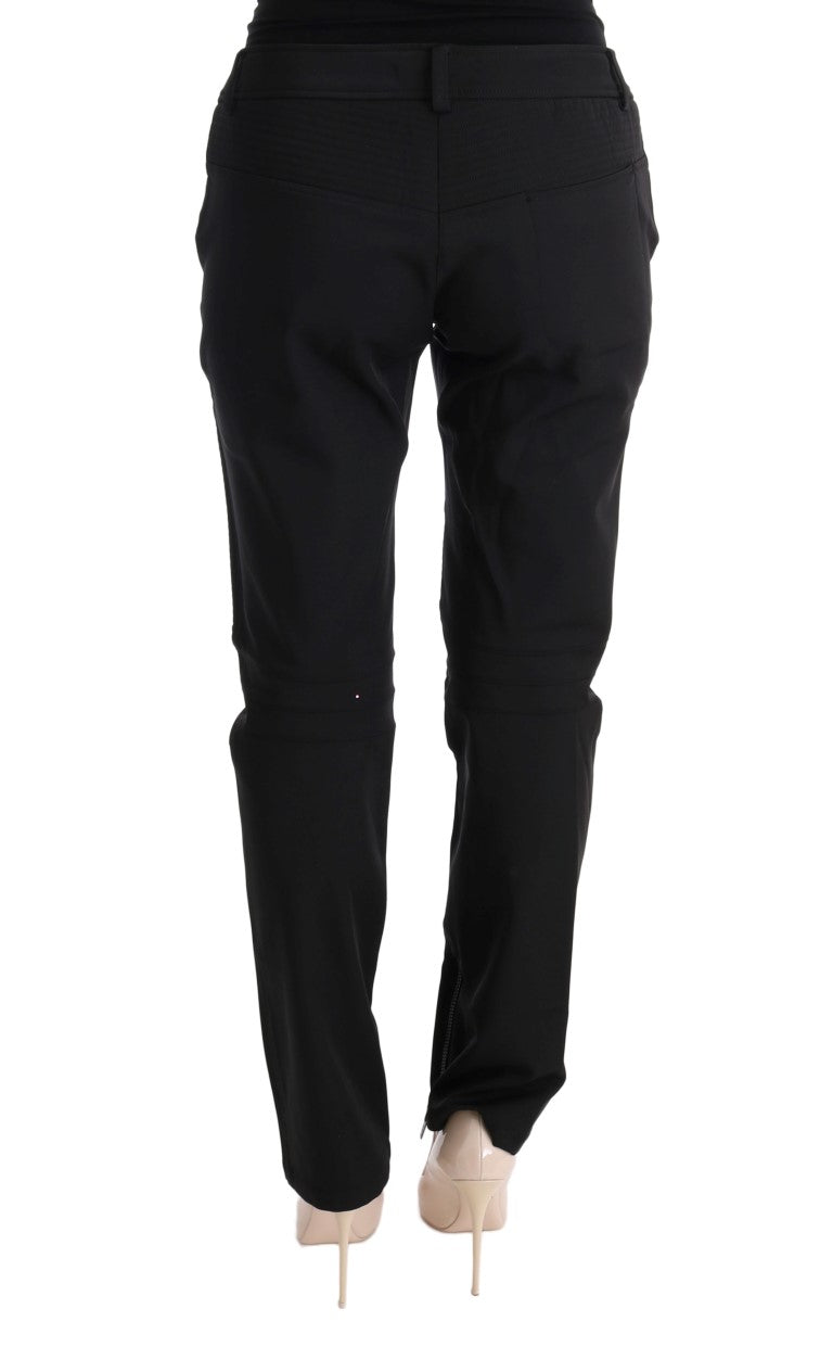 Ermanno Scervino Black Cotton Slim Fit Casual Pants | Regal Royce