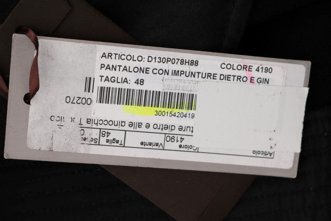 Ermanno Scervino Black Cotton Slim Fit Casual Pants | Regal Royce