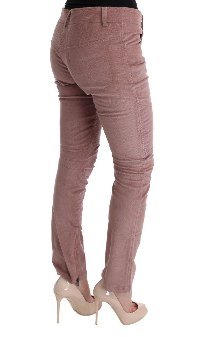 Ermanno Scervino Pink Velvet Cropped Casual Pants | Regal Royce