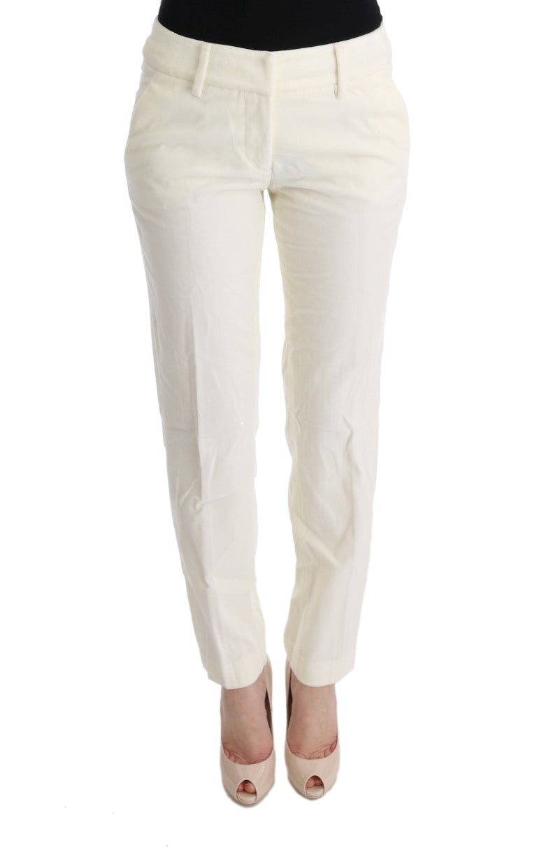 Ermanno Scervino White Cotton Regular Fit Casual Pants | Regal Royce