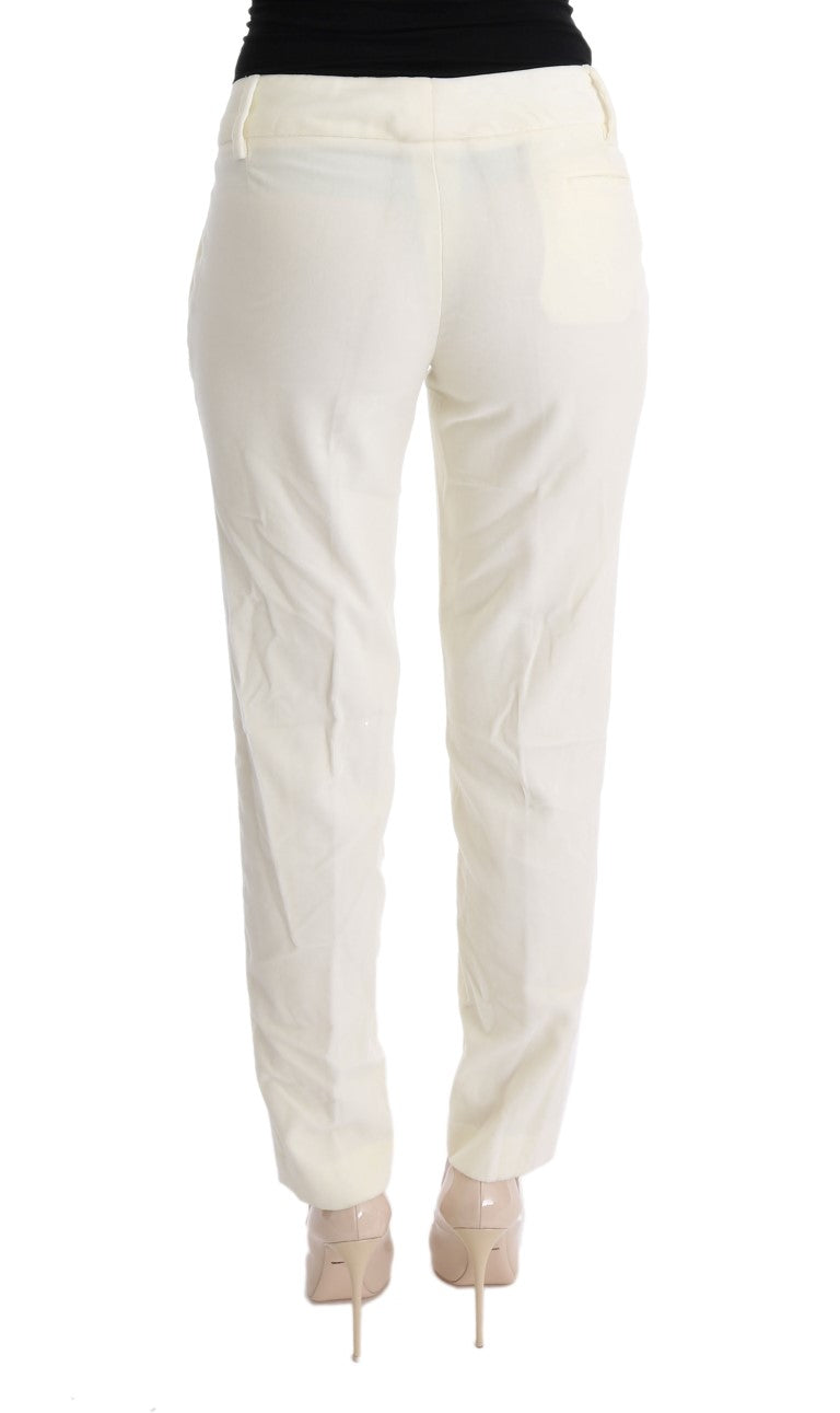 Ermanno Scervino White Cotton Regular Fit Casual Pants | Regal Royce