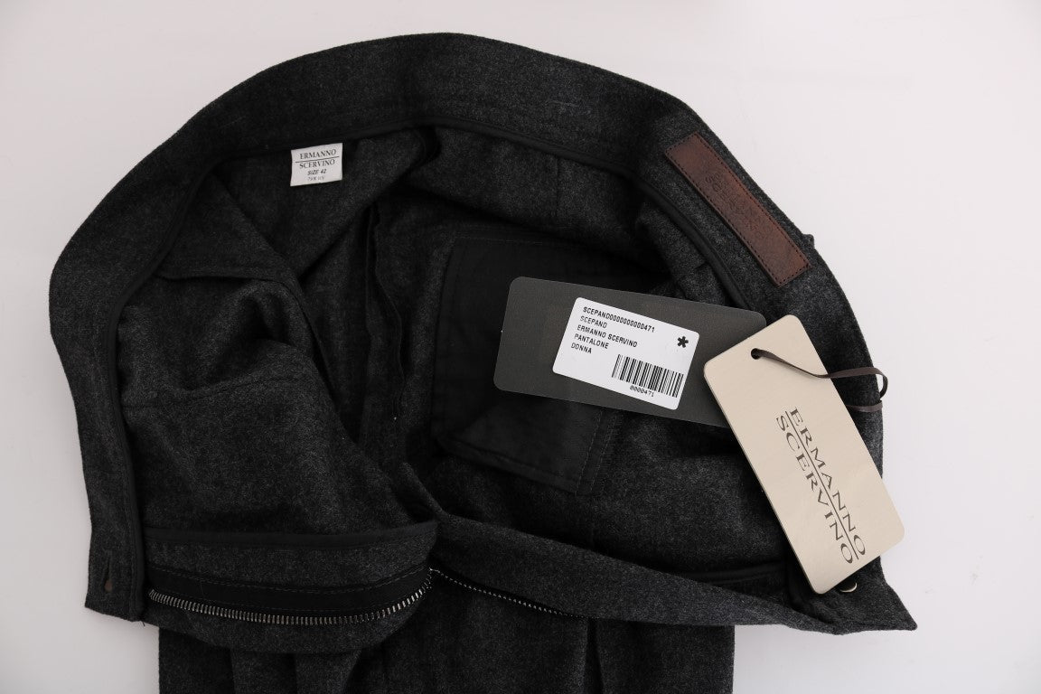 Ermanno Scervino Gray Virgin Wool Skinny Casual Pants | Regal Royce