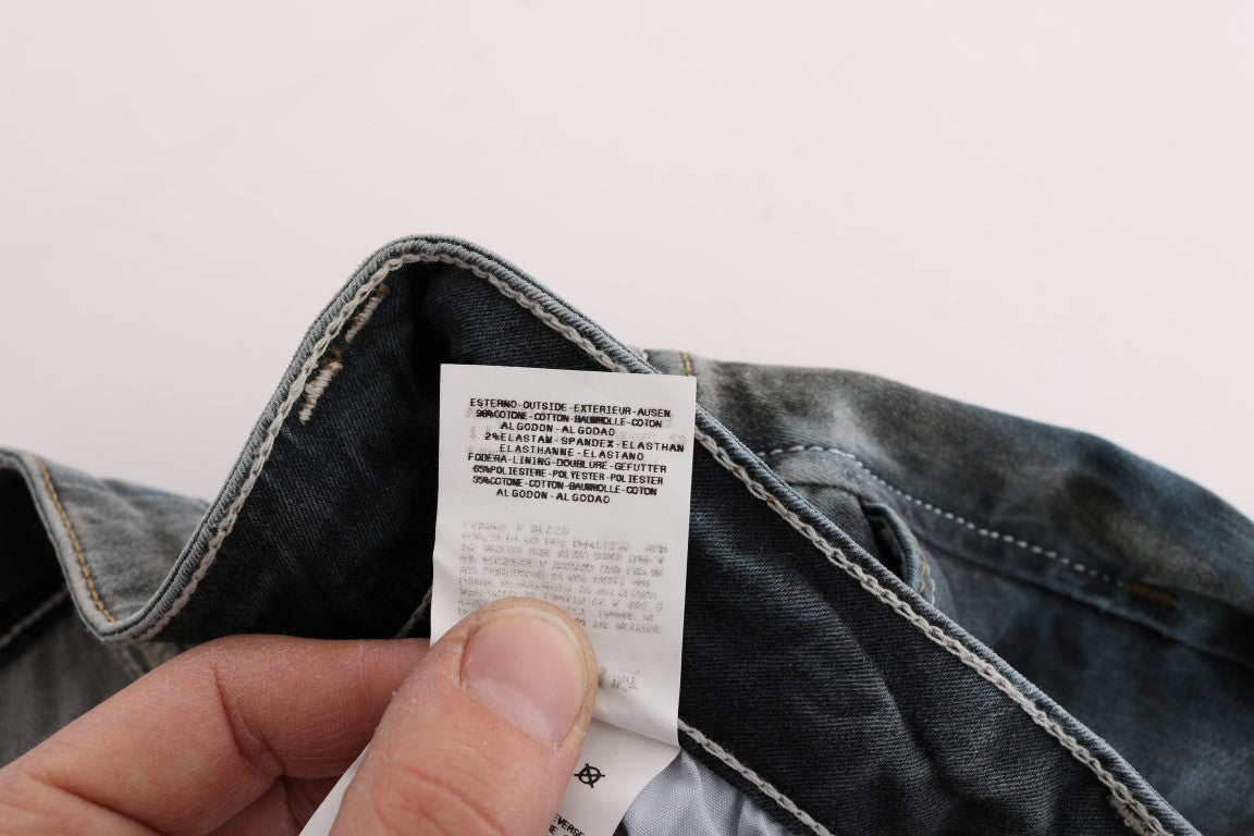 Cavalli Blue Wash Cotton Blend Slim Fit Jeans | Regal Royce