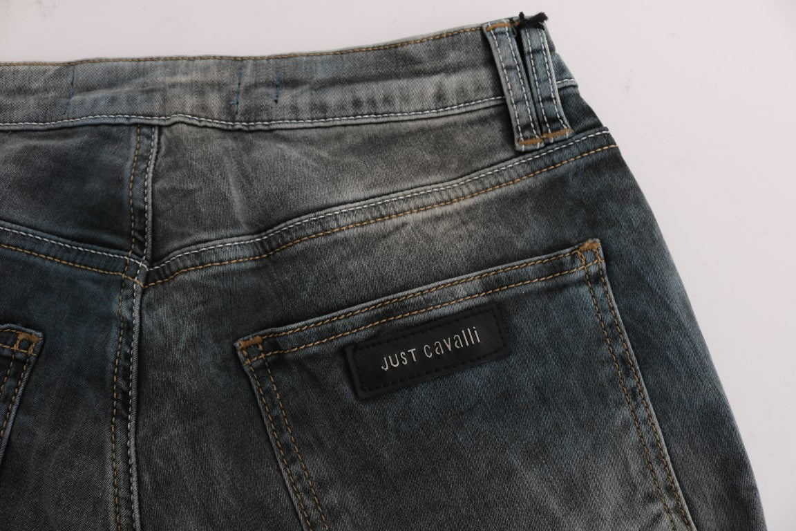 Cavalli Blue Wash Cotton Blend Slim Fit Jeans | Regal Royce