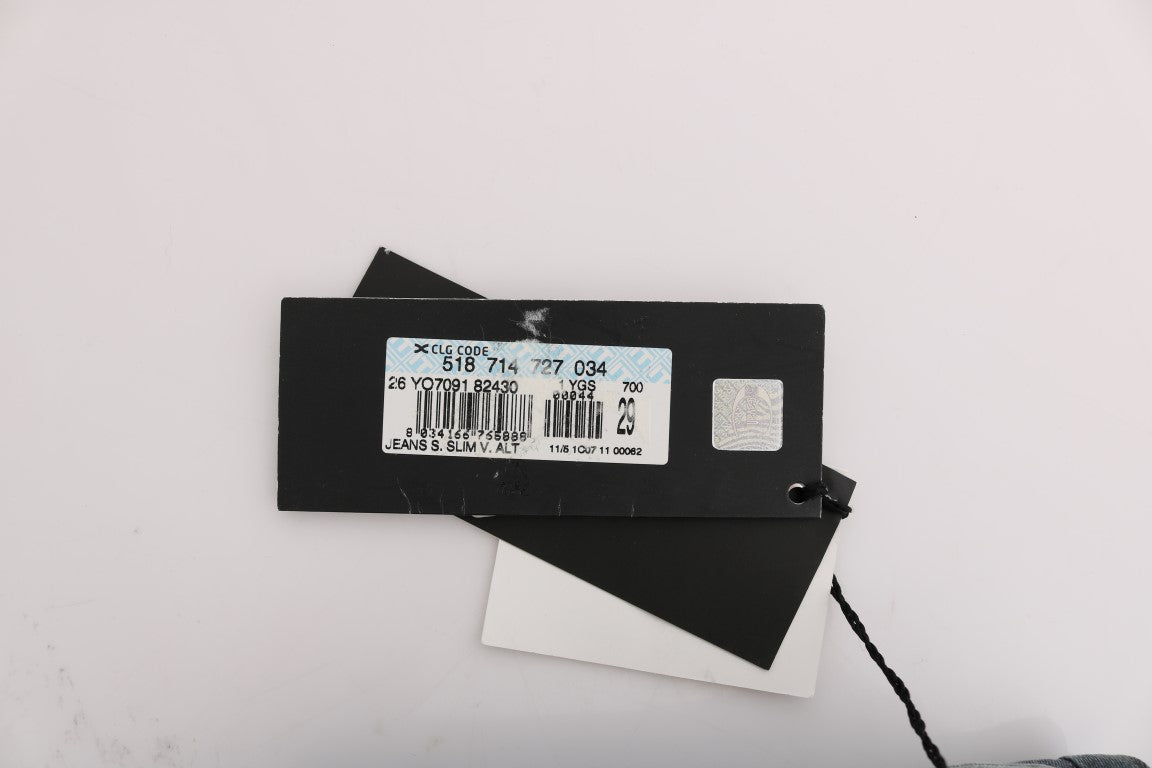 Cavalli Blue Wash Cotton Blend Slim Fit Jeans | Regal Royce