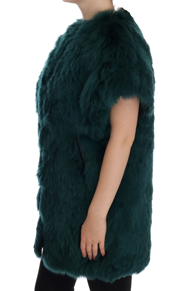 Dolce & Gabbana Green Alpaca Fur Vest Sleeveless Jacket | Regal Royce