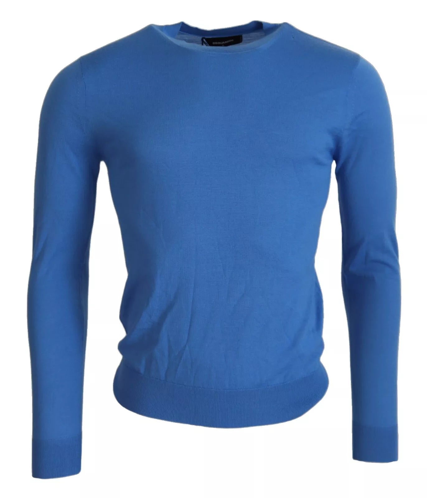 Dsquared² Blue Wool Long Sleeves Crewneck Pullover Sweater | Regal Royce