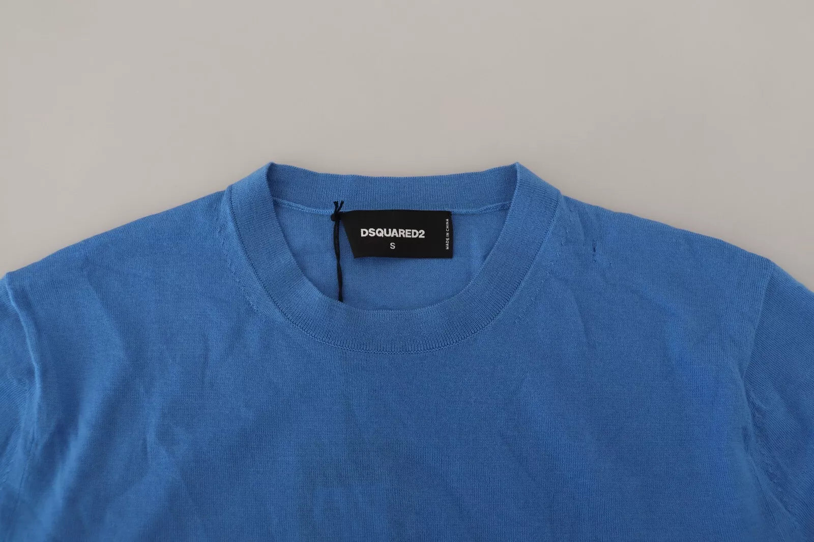 Dsquared² Blue Wool Long Sleeves Crewneck Pullover Sweater | Regal Royce