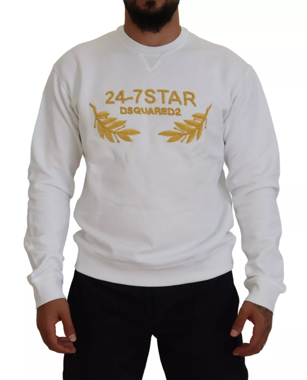 Dsquared² White Embroidered Crewneck Sweatshirt Sweater | Regal Royce