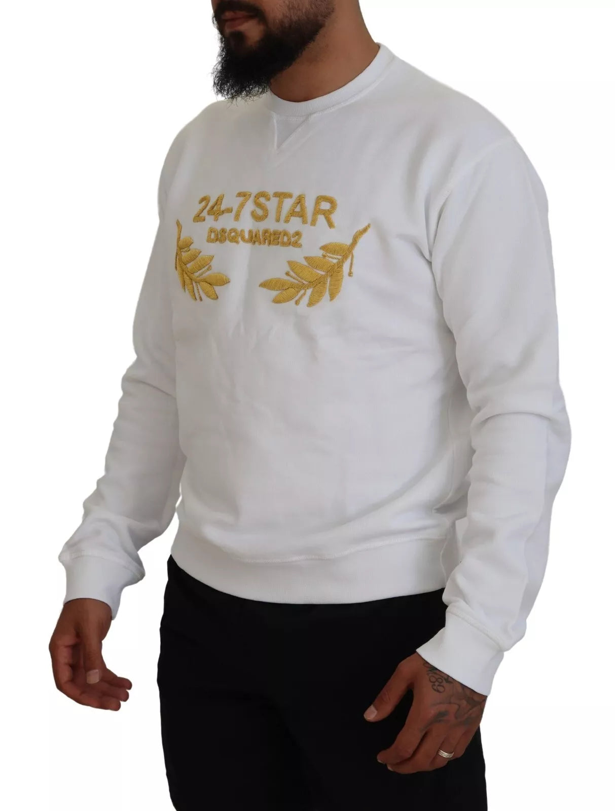 Dsquared² White Embroidered Crewneck Sweatshirt Sweater | Regal Royce