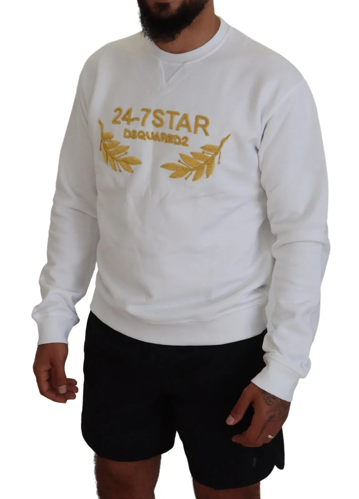 Dsquared² White Embroidered Crewneck Sweatshirt Sweater | Regal Royce