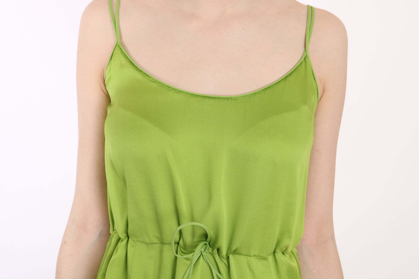 Dsquared² Green Spaghetti Strap Long A-line Pleated Dress | Regal Royce