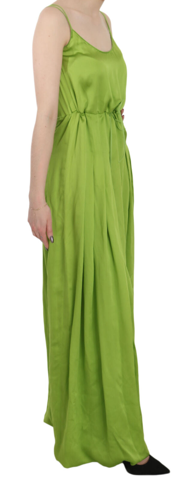 Dsquared² Green Spaghetti Strap Long A-line Pleated Dress | Regal Royce