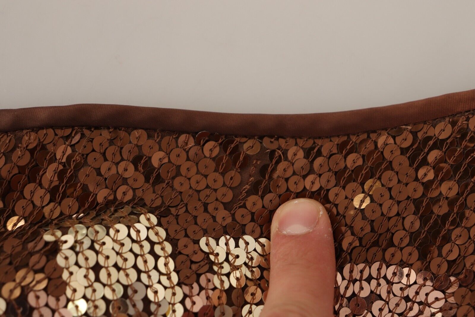 Dsquared² Brown Leaf Sequined Shift One Shoulder Long Dress | Regal Royce