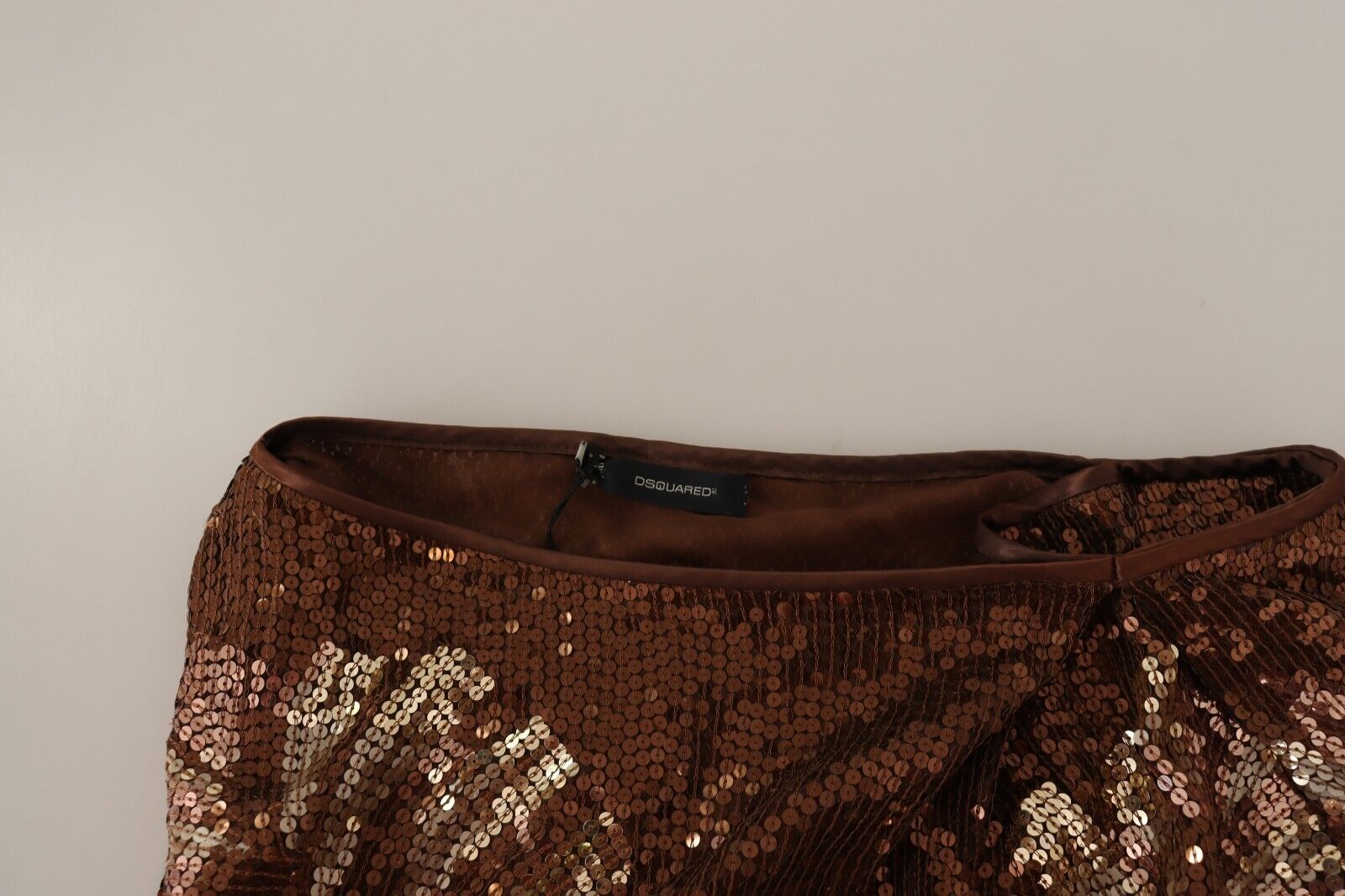 Dsquared² Brown Leaf Sequined Shift One Shoulder Long Dress | Regal Royce