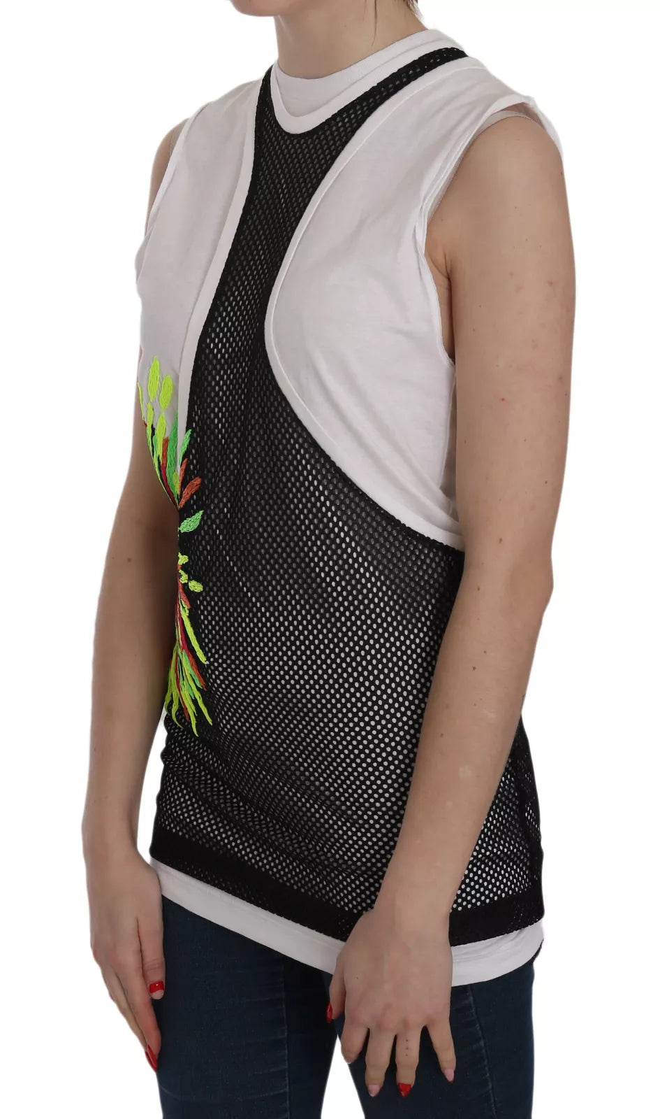 Dsquared² Black White Crew Neck Sleeveless Cotton Blouse | Regal Royce